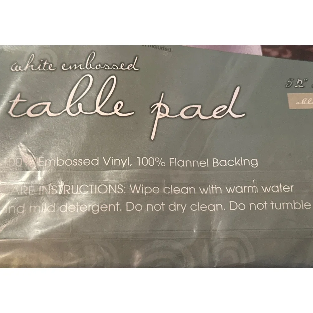Vtg Home Trends White Embossed Table Pad Oblong 52 X 108
